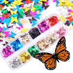 Beautyful Lady 12 Grids Mirror Foil K&uuml;&uuml;nte Glitter Alumiiniumist Butterfly Art Litritega manik&uuml;&uuml;r