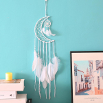 FLH Moon Feather Dream Catcher Rippkodu &uuml;hiselamu ripats seinakaunistusega valge