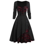 Naiste Halloweeni keskaegne vintage gooti renessansskleit Cosplay Palace Retro pitsist &otilde;mmeldud n&ouml;&ouml;biga pikkade varrukatega naiste kleit Suures suuruses 3XL veinipunane v&auml;rv