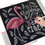 T&auml;isruudukujuline &uuml;mmargune puur Teemantmaaling Flamingod K&auml;sit&ouml;&ouml; Teemanttikandid Loomamosaiik Tahvel K&auml;sitsi valmistatud kingitus Full Round （30x30CM）