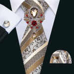 Barry.Wang Meeste lipsud prossiga Paisley Jacquard Formaalne siidist kaelalips Hanky ​​mansetin&ouml;&ouml;pide komplekt N-0905