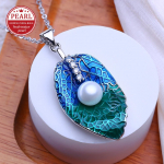 LSOOYH Fashion Blue Leaf ripats kaelakeed naistele Plant mageveep&auml;rli kaelakee valge