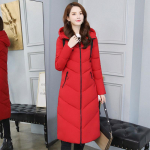 Naiste pikk &otilde;huke sulejope kapuutsiga paksu mantliga sulejope, puuvillane polsterdus XXL punane