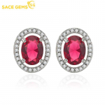 SACE GEMS Classic Rose Ovaalsed vasesulamist tsirkoonist k&otilde;rvar&otilde;ngad naistele pulmapeo kingitused punane
