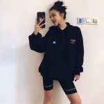 Suvised rattap&uuml;ksid naiste elastne talje k&otilde;hn fitness korea vabaaja seksikas kirjatr&uuml;kiga mustad l&uuml;hikesed p&uuml;ksid pantalonid mustad S must