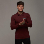 Muscleguys Lapel Puuvillane pikkade varrukatega T-s&auml;rk Meeste S&uuml;gis Uus Mood Polos&auml;rk Fitness Vaba aeg Solid M must