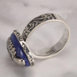 The Vampire Diaries s&otilde;rmused t&otilde;elised 925 h&otilde;bedased s&otilde;rmused meestele Lapis Lazuli looduslikust kivist ehetega 8 gray