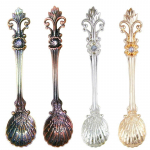 4 tk 11 cm kuninglikus stiilis metallist nikerdatud kohvilusikate komplekt Vintage laualusikad Antiiksed teelusikad kohvilusikad, supilusikakesed 4Pcs Multi-color