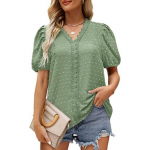 Moodne s&auml;rk Dot Puff l&uuml;hikeste varrukatega &scaron;ifoonpluus pitsiga 2023 suvine elegantne naiste topid V-kaelusega riided Blusas 25893 S orion i v&auml;rv