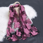 Kevad-suvi uus p&auml;ikesekaitsekreem siidist sall L&otilde;igatud lilledega sall Rose Jacquard sall Silk Organza Six-Leaf Flower-Purple