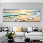 Sunshine Sea Beach Wave P&auml;ikeseloojangu maastik L&otilde;uend Maalimine Plakatid ja tr&uuml;kised Seinakunstipildid Elutuba Kodukaunistus Ilma raamita 20cm&times;40cm NoFrame