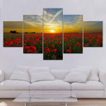 5 t&uuml;kki Maastik Emakese Looduse punase mooni lillega l&otilde;uend Maalimine Seinakunst Plakatid ja v&auml;ljatr&uuml;kid Elutoa sisekujundus Ilma raamita 20x35cm*2 20x45cm*2 20x55cm*1