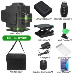 UUS 4D 16/12/8 rida lasertaseme APP juht isetasanduv 360 horisontaalne ja vertikaalne rist &uuml;liv&otilde;imas roheline lasertase 8 Lines