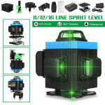 4D 16 liini laseri nivelleerimine isetasanduv 360 horisontaalne ja vertikaalne rist &uuml;liv&otilde;imas roheline lasertase 8 line