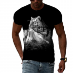 Mood ilus Animal Tiger Print meeste t-s&auml;rk Suvine trend Casual Personality Hip Hop t&auml;nava stiilis O-kaelusega l&uuml;hikeste varrukatega T-s&auml;rk S