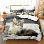 Lemmikloomakassi kodu voodipesukomplekt 3D-printimine loomade prindiga voodipesukomplekt AU/EU/DE t&auml;issuuruses armsa kassi mustriga tekikate ja padjap&uuml;&uuml;r 2/3 t&uuml;kki Baby 100x135cm