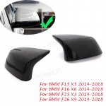 1 Pair Horn Shape M Style Glossy Black Rearview Replacement Side Mirror Covers For BMW x3 f25 x4 f26 x5 f15 x6 f16 2014 - L and R-2pcs