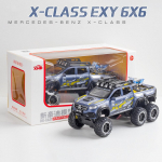 1:28 skaalaga suure rattaga Benz X-CLASS EXY 6X6 metallist mudel, heleda heliga Monsters pikap, survevalatud auto tagasit&otilde;mmatav sulamist m&auml;nguasi 1/28-21x8.5x9cm sinine