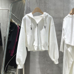 Minu garderoobi autoriseerimine Naiste kapuutsiga n&ouml;&ouml;riga dressipluus Kevadine ja s&uuml;gisene &otilde;hukese osaga lahtised l&uuml;hikese tr&uuml;kiga kardigan kampsun jakk Topid M valge