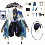 Scaramouche Kunikuzushi Balladeer Wanderer Cosplay kost&uuml;&uuml;m, kost&uuml;&uuml;m, m&uuml;ts Halloweeni kost&uuml;&uuml;m Anime riided koomiksitele Cn L-(Costume+wig+hat)