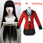 Kakegurui Jabami Yumeko cosplay kost&uuml;&uuml;m Halloweeni Sayaka kompulsiivne m&auml;ngur Anime koolit&uuml;druku plisseeritud seelik vormiriietus t&auml;iskomplekt L-(Suit+Wig)