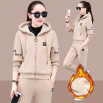 Naiste s&uuml;gis- ja talvesport ja vaba aeg Kaheosaline &uuml;likond Paksud pikad p&uuml;ksid Komplektid Juhuslikud kapuutsiga dressir&otilde;ivad M khaki