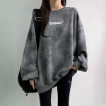 Lipsuga v&auml;rvitud dressipluus naiste avar mood tudengite t&auml;hestikuga vabaaja pullover, keskmise pikkusega L hall