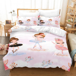 3D balleti t&uuml;druku voodipesukomplekt Cartoon Girl tantsutekk ja padjap&uuml;&uuml;r 2/3 tk AU140 * 210 &uuml;he-/kahe voodiga p&uuml;hadekingitus t&uuml;drukutele Pehme kodutekstiil Baby 100x135cm