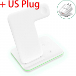 3-&uuml;hes juhtmevaba laadijajaam Apple Watch Airpods Pro 15w kiir-induktsioonlaadijatele iPhone 11 12 13 14 Pro Max Iwatch jaoks White with US valge