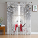 J&otilde;ulud lumehelves Lumememm Holly Fir Tree l&auml;bipaistvad kardinad J&otilde;ulud Kodukaunistused Aken T&uuml;llkardinad elutuppa magamistuppa W135 x H114cm
