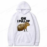 Funny Animal Capybara Print Unisex/naiste puuvillane kapuuts Juhuslik &uuml;lisuur pullover Populaarne dressipluus Moesuund Unisex r&otilde;ivad 2XL
