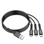 YurKem 3 in 1 66W 6A C-t&uuml;&uuml;pi USB-kiirlaadija kaabel iPhone'i C-t&uuml;&uuml;pi Lightning Micro-USB-kaabel iPhone'i jaoks Huawei Samsung Xiaomi Data Wird kaabel must