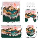 4 tk Luksuslikud Sun Mountain Forest du&scaron;ikardinad, veekindlad vannitoa jaoks libisemiskindlad vannitoavaibad kaas WC kate vannimatt 4Pcs