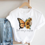 (Aasia suurus) Naiste prinditud lilleline akvarell Trend 90ndate naiste trikoor&otilde;ivad vabaaja l&uuml;hikeste varrukatega mood T-s&auml;rk Naiste graafilised T-s&auml;rgid S