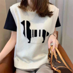 Varrukateta vest kootud v&auml;limine vest naiste riided s&uuml;gis uus multikas &uuml;mar kaelusega pullover vest kampsun naiste top One Size must