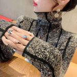 Naiste k&otilde;rge kaelusega kampsun, sviiter, s&uuml;gis/talvine aluskate Uus populaarne l&auml;&auml;nelik pikkade varrukatega trikootop naistele One Size must