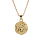 Unisex Saint Christopher Protect Us Letter Print P&uuml;ha Ripats Kaelakee Amulett kuldne