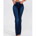 Mood Solid k&otilde;rge v&ouml;&ouml;kohaga Slim Fit Flare Denim Teksad S&uuml;gis seksikas Elegantne Office-daam Elastsed Uued Taskutega P&uuml;ksid 30305 S tumesinine v&auml;rv