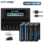 CITYORK AAA aku 1100mAh 1,2V Ni-MH AAA laetavad akud 3A aaa akud koos 1,2v AAA/AA akulaadijaga