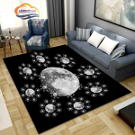 Pentacle & Moon Altari vaip, Wicca vaiba pealuu piirkond n&otilde;idus pagan must ja valge m&uuml;stiline surnud ehitud kodukaunistus 40cm x 60cm