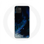 Coque pour Samsung Galaxy A03 Nuages de fum&eacute;e multicolore de bleu gris et noir sur fond noir