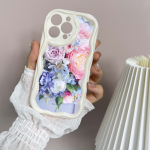 N48 Flower Peony Vase Laineline telefoni&uuml;mbris iPhone 15 14 Pro Max 8 Plus jaoks Samsung S24 S23 Ultra A54 A14 A34 Xiaomi Redmi 13C Huawei Honor pehme tagakaas for iPhone 6