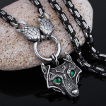 Roostevabast terasest p&otilde;hjamaise viikingi Odini hundipea ripats Madupea tuba musta keisri ketiga kaelakee roostevabast terasest ehted meeste kaelakee kingitus 55cm must