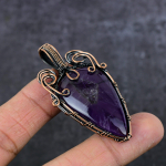 Sage Amethyst Gemstone Handmade Copper Wire Wrap Jewelry Pendant 2.36 k3a92