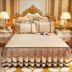 Pitsist tepitud kivist sametvoodi seelik voodikate &Uuml;heosaline kahekordne paks libisemiskindel voodikate kaitse&uuml;mbris 1,8 M 150cmx200cm 1pcs