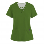 Naiste moodsad V-kaelusega l&uuml;hikeste varrukatega t&ouml;&ouml;riided, n&ouml;&ouml;ride ja taskutega, &uuml;hev&auml;rvilised topid ja kaitseriided XXXXXL armee roheline v&auml;rv