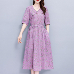 Moodsad suvekleidid naistele Suures suuruses vabaaja l&uuml;hikeste varrukatega elegantne pikk kleit suve vintage riided XL