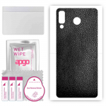 apgo Protective Skin Sticker for the back compatible with Samsung Galaxy A8 Star (A9 Star), Wrap Film, Foil, Vinyl - Pattern Black Leather