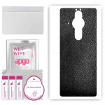 apgo Protective Skin Sticker for the back compatible with Sony Xperia PRO, Wrap Film, Foil, Vinyl - Pattern Black Leather