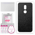 apgo Protective Skin Sticker for the back compatible with Wiko WIM Lite, Wrap Film, Foil, Vinyl - Pattern Black Honeycomb